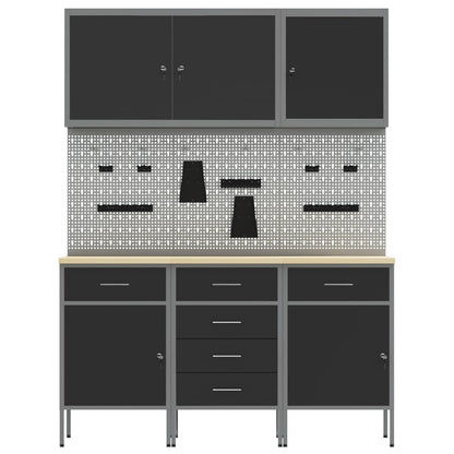 Werkbank 8 stk. Schwarz und Grau Ingenieure Holz und Stahl