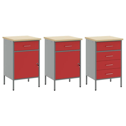 Werkbank 8 stk. Rot und Grau Ingenieure Holz und Stahl