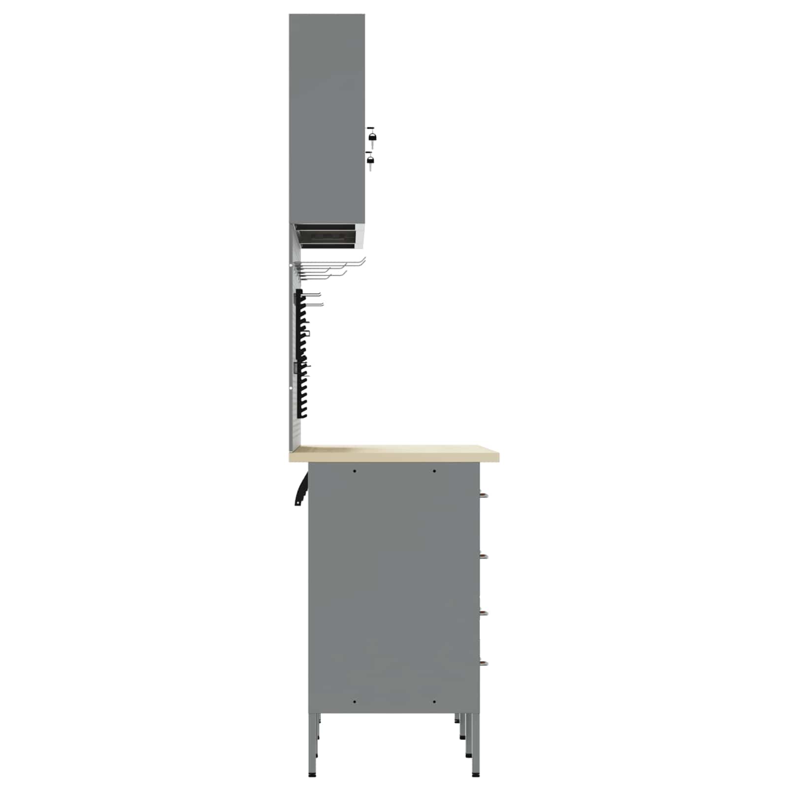 Werkbank 7 Stk. Schwarz und Grau Ingenieure Holz und Stahl