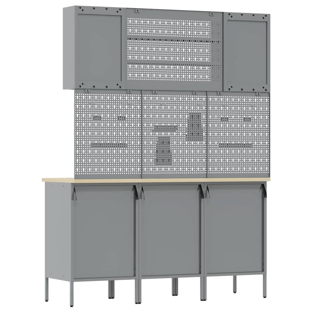 Werkbank mit Schubladen 7 stk. Rot Ingenieure Holz und Stahl