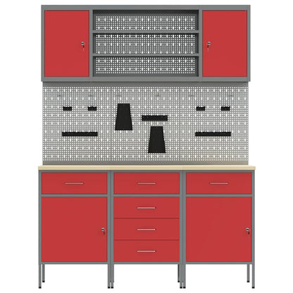 Werkbank 7 stk. Rot und Grau Ingenieure Holz und Stahl