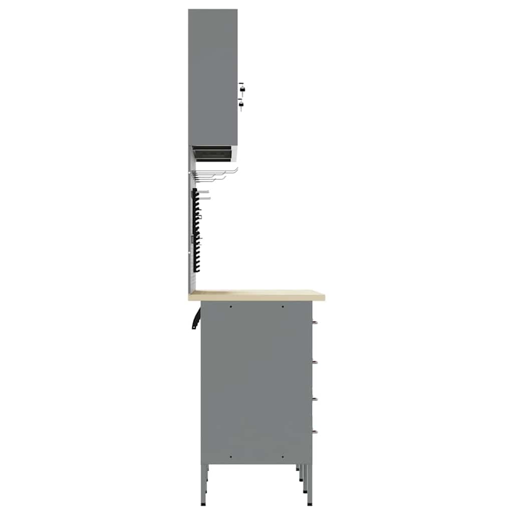 Werkbank mit Schubladen 7 stk. Rot Ingenieure Holz und Stahl