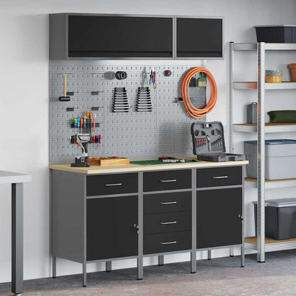 Arbeitsschrankset mit Schubladen mit Speicher 8 stk. Schwarz