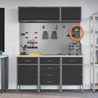 Arbeitsschrankset mit Schubladen mit Speicher 8 stk. Schwarz