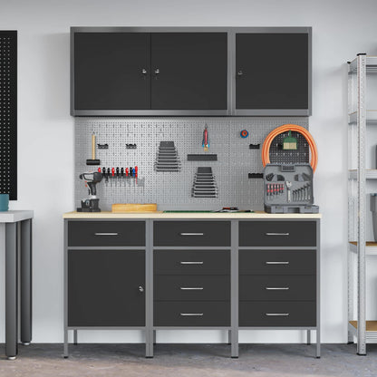 Werkbank 8 stk. Schwarz und Grau Ingenieure Holz und Stahl