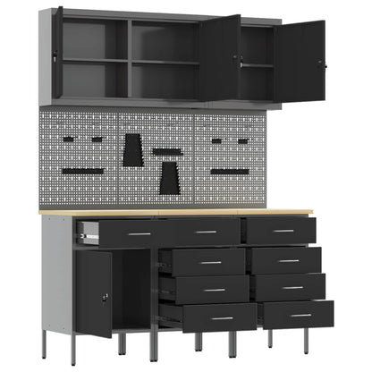 Werkbank 8 stk. Schwarz und Grau Ingenieure Holz und Stahl
