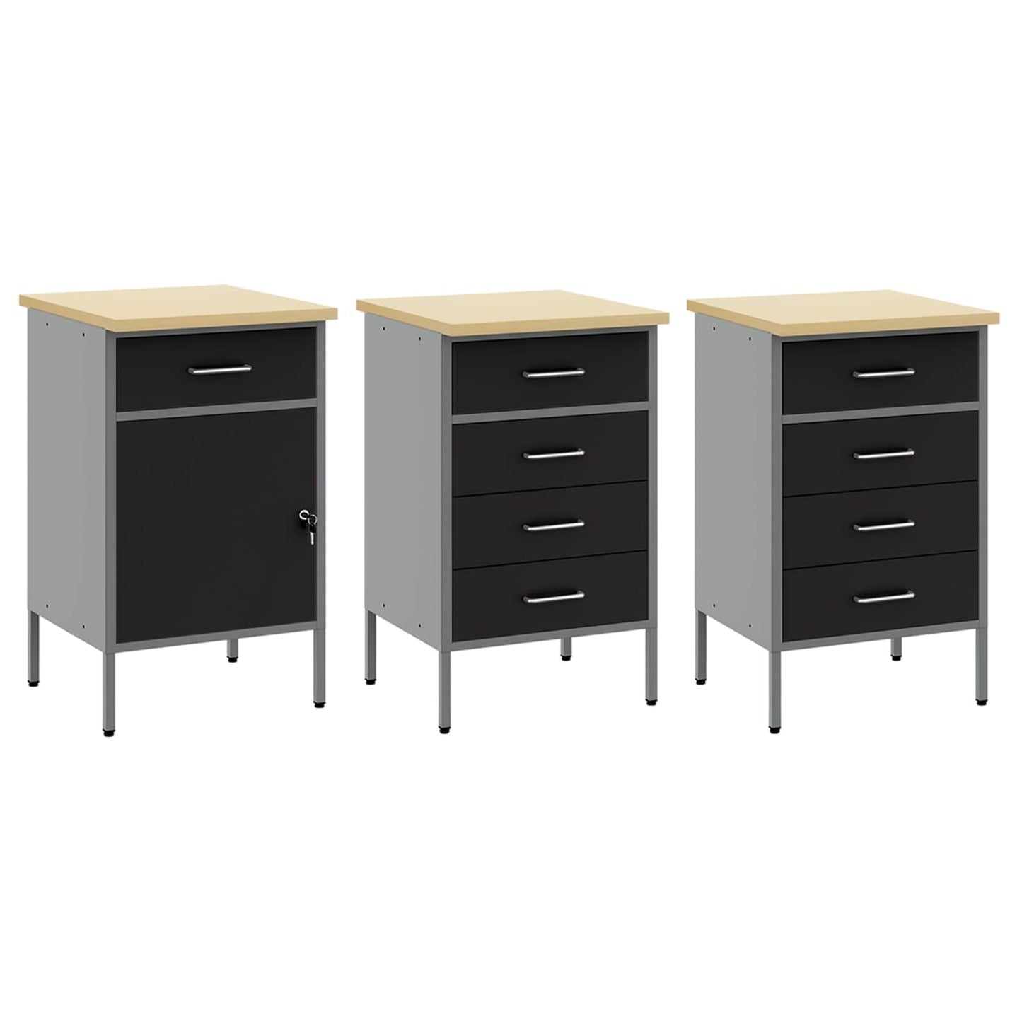 Werkbank 8 Stk. Schwarz und Grau Ingenieure Holz und Stahl