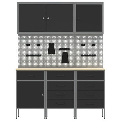 Werkbank 8 stk. Schwarz und Grau Ingenieure Holz und Stahl