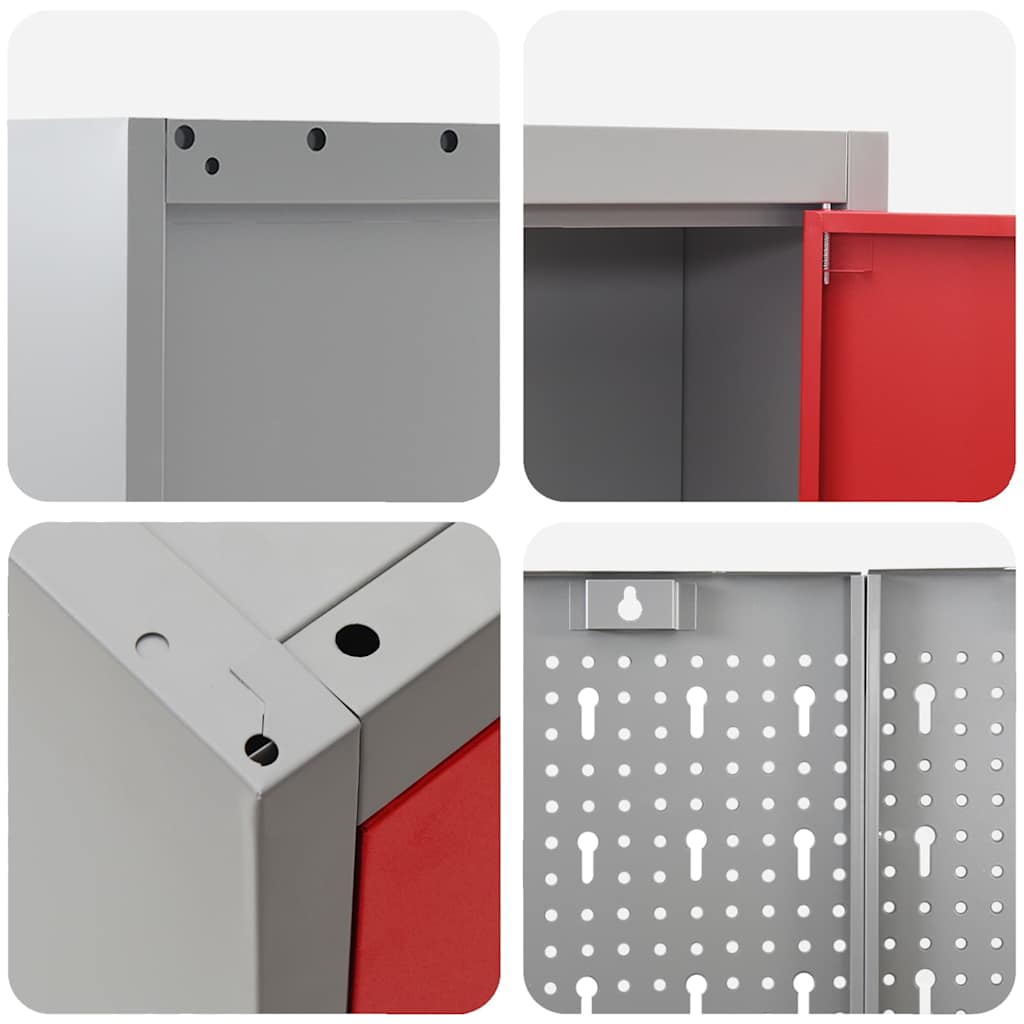 Werkbank 8 Stk. Rot und Grau Ingenieure Holz und Stahl