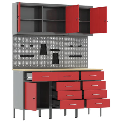 Werkbank 8 stk. Rot und Grau Ingenieure Holz und Stahl