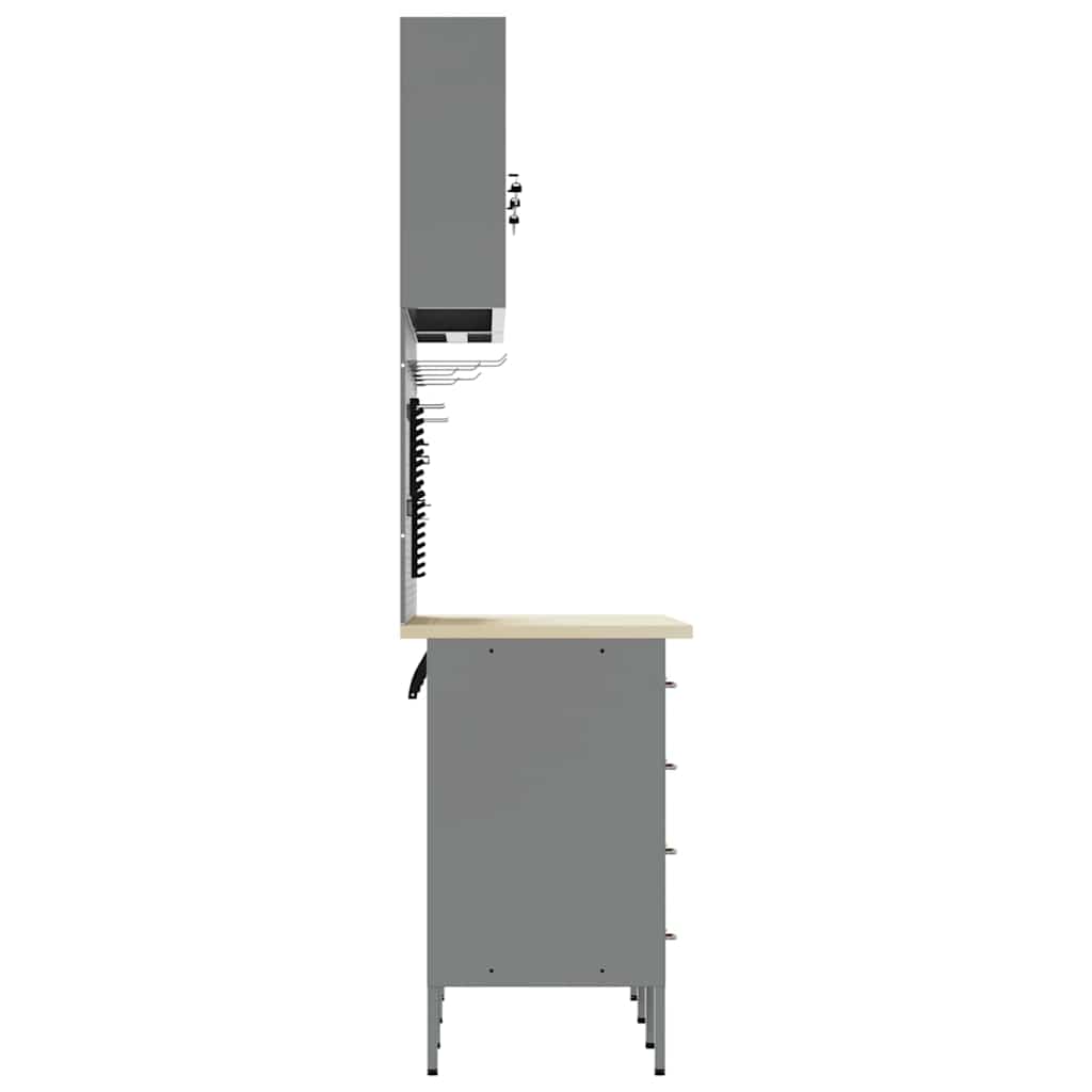 Werkbank 8 Stk. Rot und Grau Ingenieure Holz und Stahl