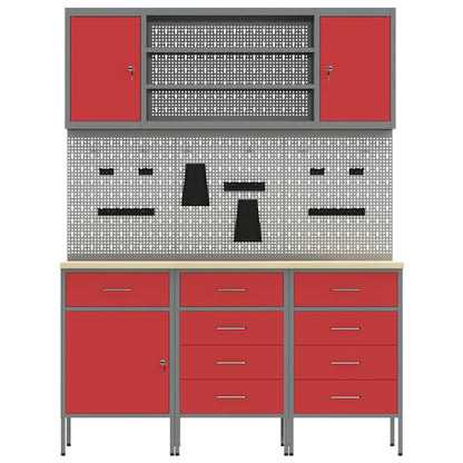 Werkbank 7 stk. Rot und Grau Ingenieure Holz und Stahl