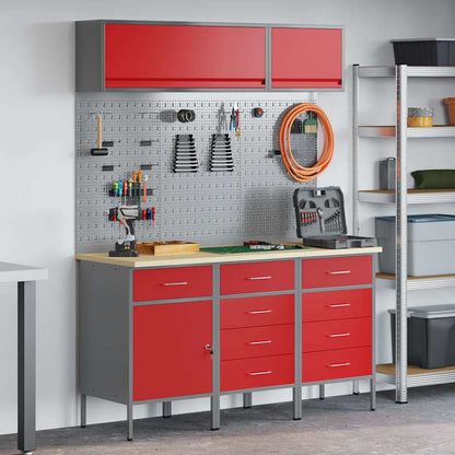 Arbeitsschrankset mit Schubladen mit Speicher 8 stk. Rot