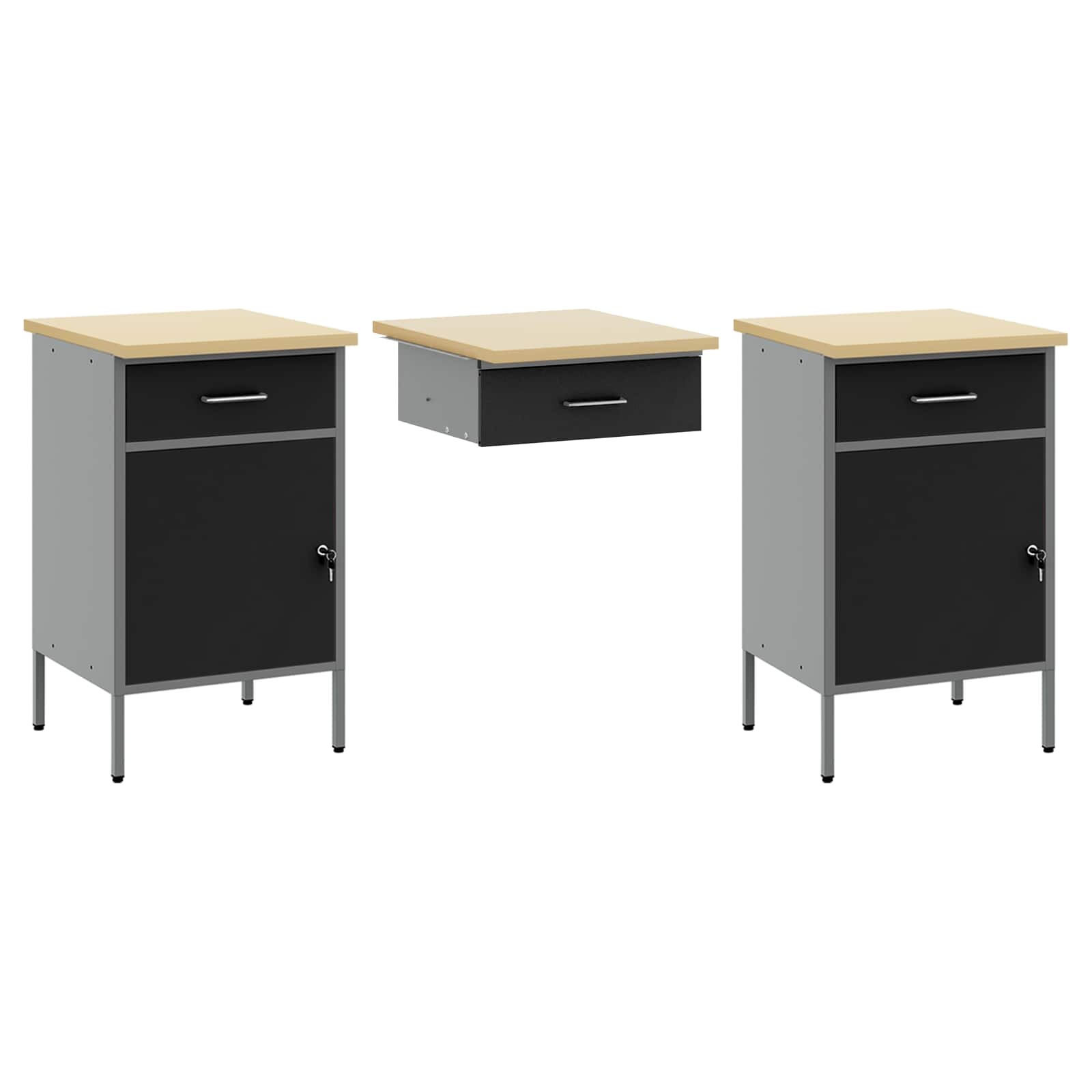 Werkbank mit Speicher 10 stk. Schwarz Ingenieure Holz und Stahl