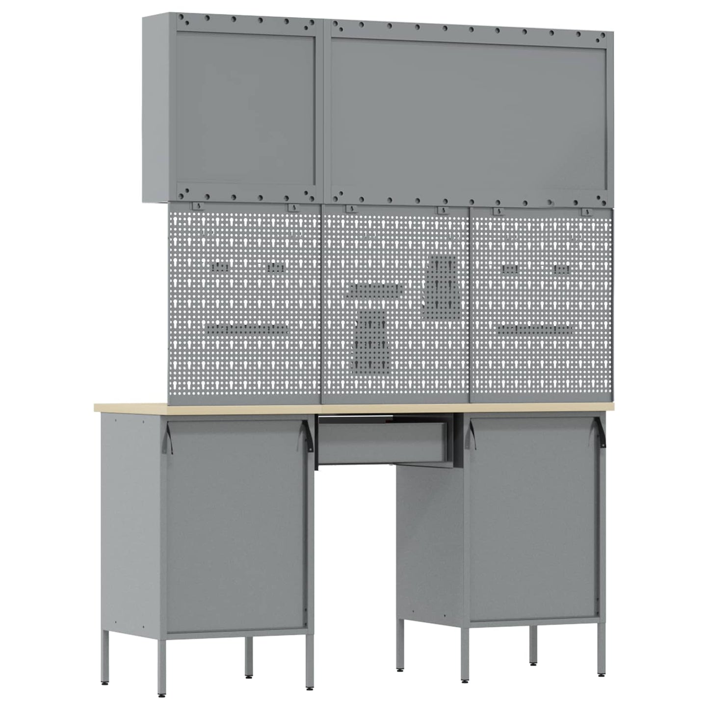 Werkbank mit Speicher 10 stk. Schwarz Ingenieure Holz und Stahl