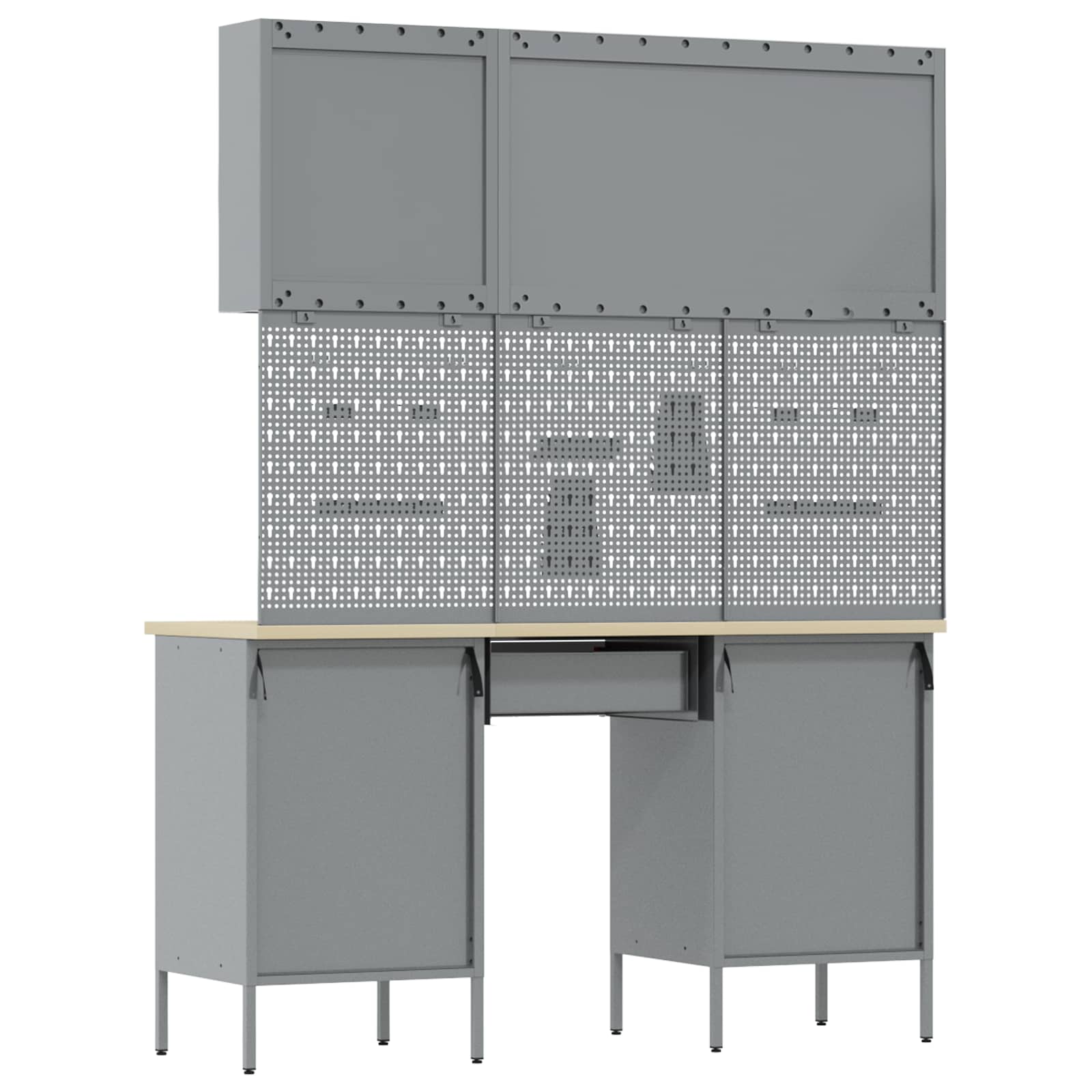Werkbank mit Speicher 10 stk. Schwarz Ingenieure Holz und Stahl