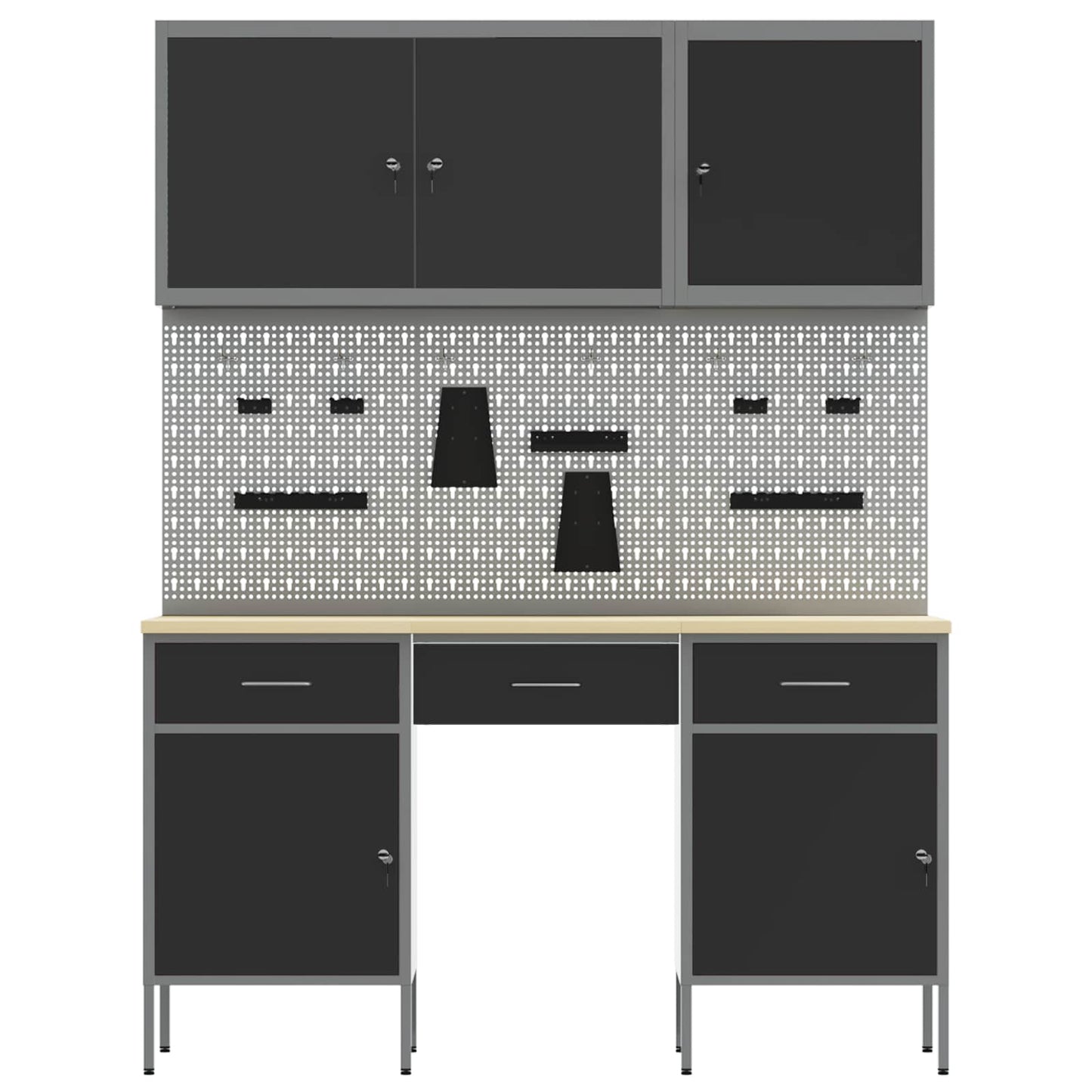 Werkbank mit Speicher 10 stk. Schwarz Ingenieure Holz und Stahl