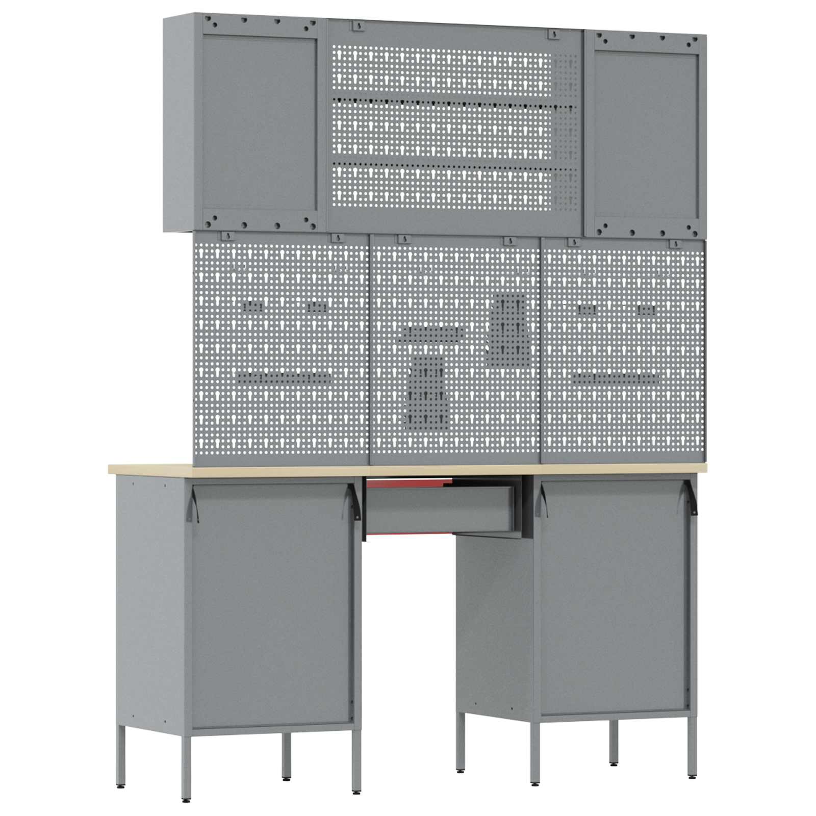 Werkbank 7 stk. Rot und Grau Ingenieure Holz und Stahl