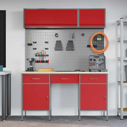 Arbeitsschrankset mit Schubladen mit Speicher 8 stk. Rot