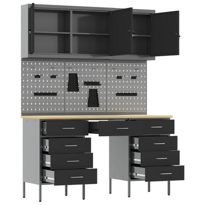 Werkbank 8 stk. Schwarz und Grau Ingenieure Holz und Stahl
