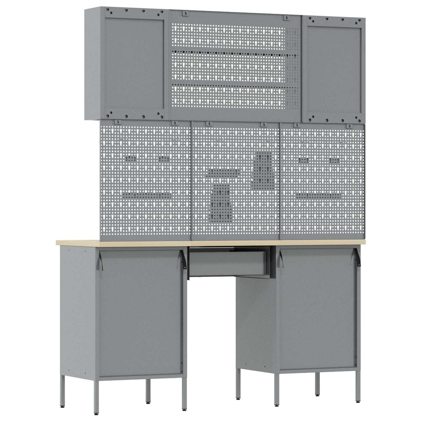 Werkbank mit Speicher 8 stk. Schwarz Ingenieure Holz und Stahl