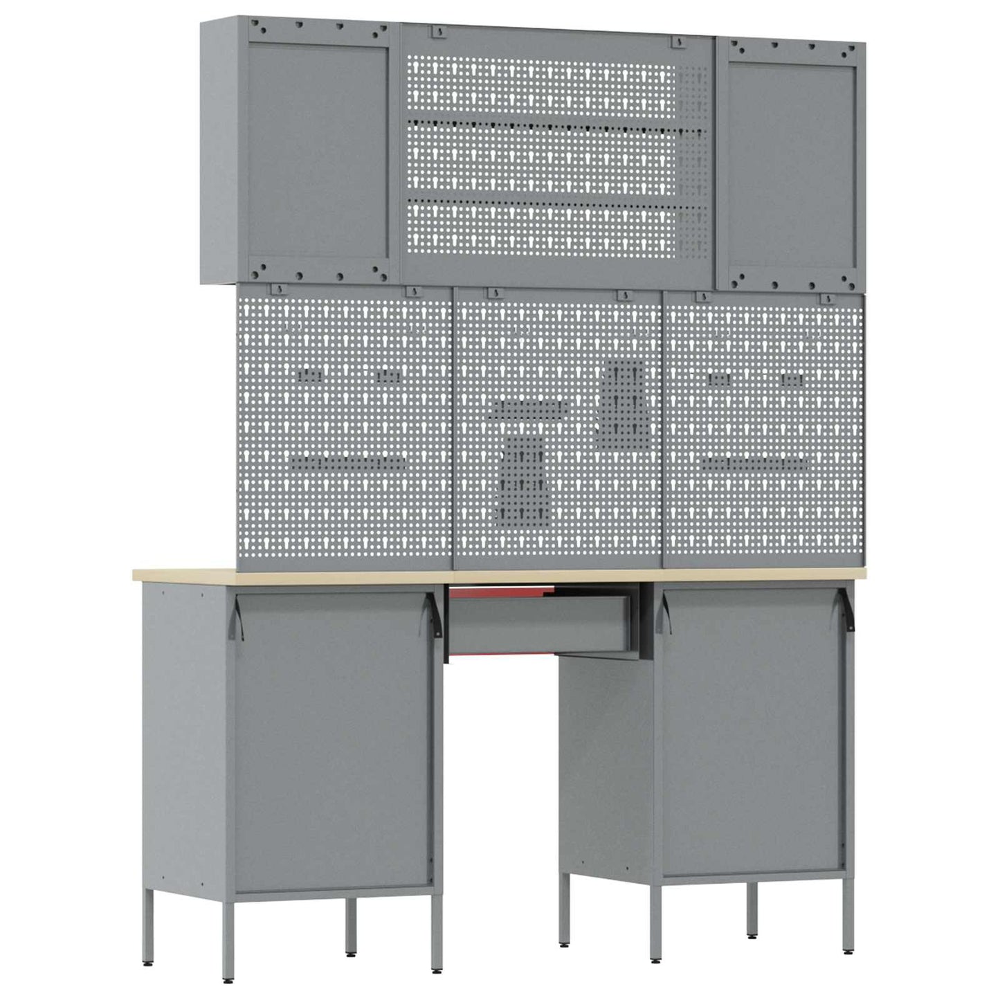 Werkbank mit Schubladen 8 stk. Rot Ingenieure Holz und Stahl