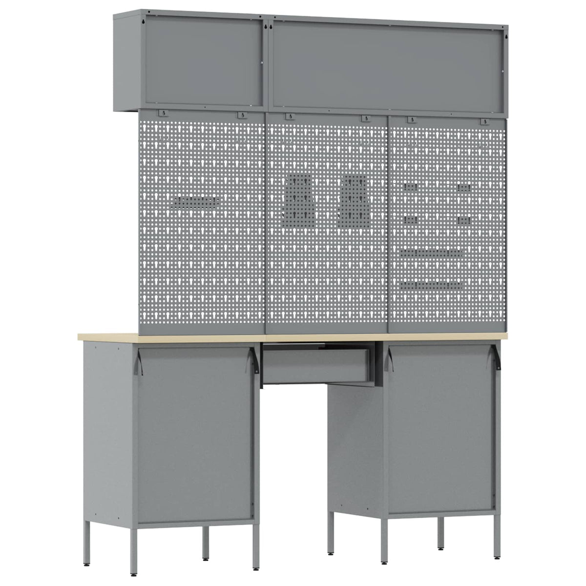 Arbeitsschrankset mit Schubladen mit Speicher 8 stk. Schwarz