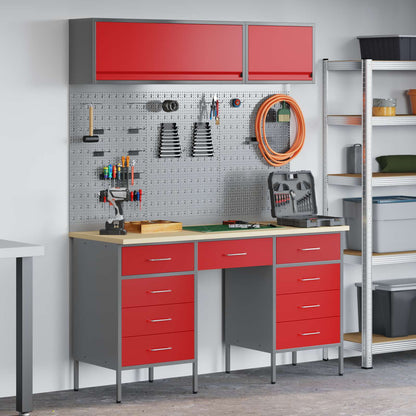 Arbeitsschrankset mit Schubladen mit Speicher 8 stk. Rot