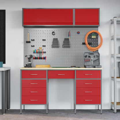 Arbeitsschrankset mit Schubladen mit Speicher 8 stk. Rot