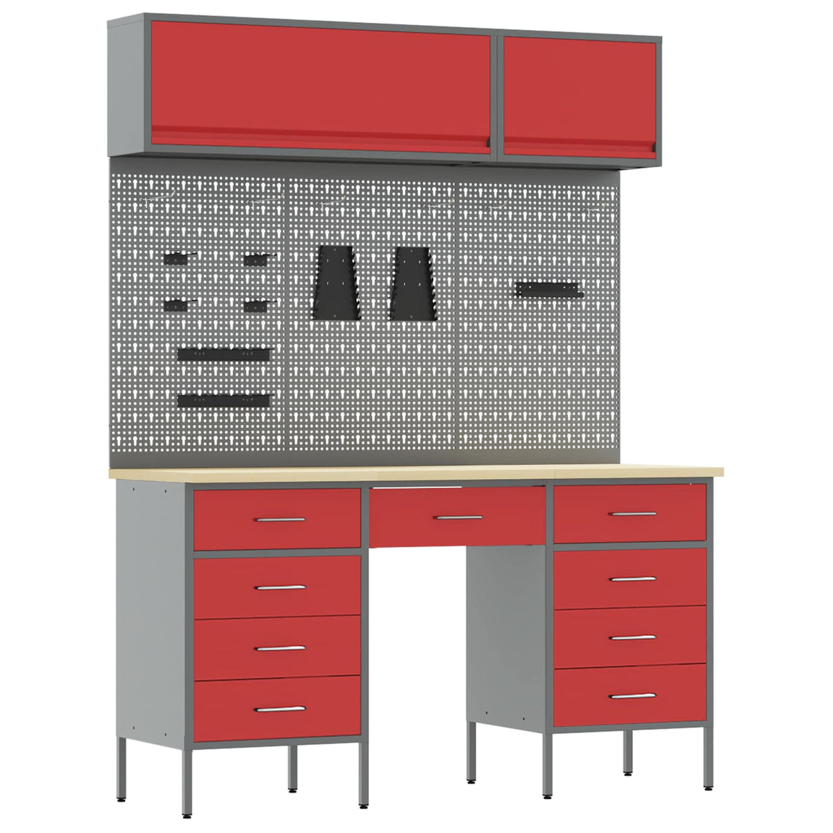 Arbeitsschrankset mit Schubladen mit Speicher 8 stk. Rot