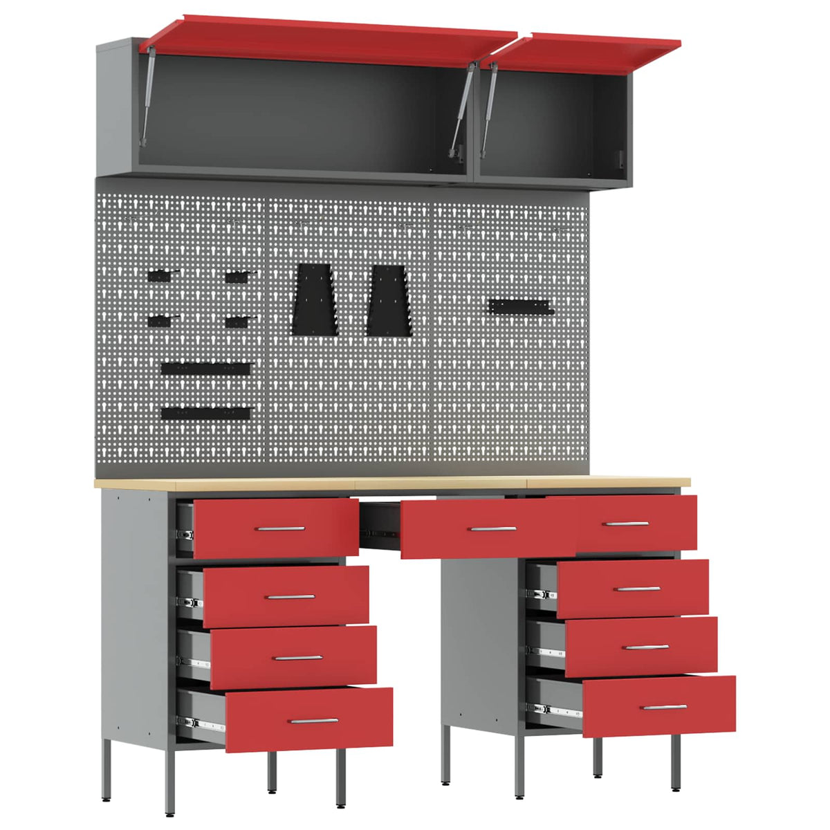 Arbeitsschrankset mit Schubladen mit Speicher 8 stk. Rot