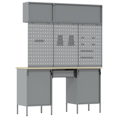 Arbeitsschrankset mit Schubladen mit Speicher 8 stk. Schwarz