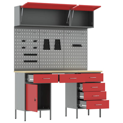 Arbeitsschrankset mit Schubladen mit Speicher 8 stk. Rot