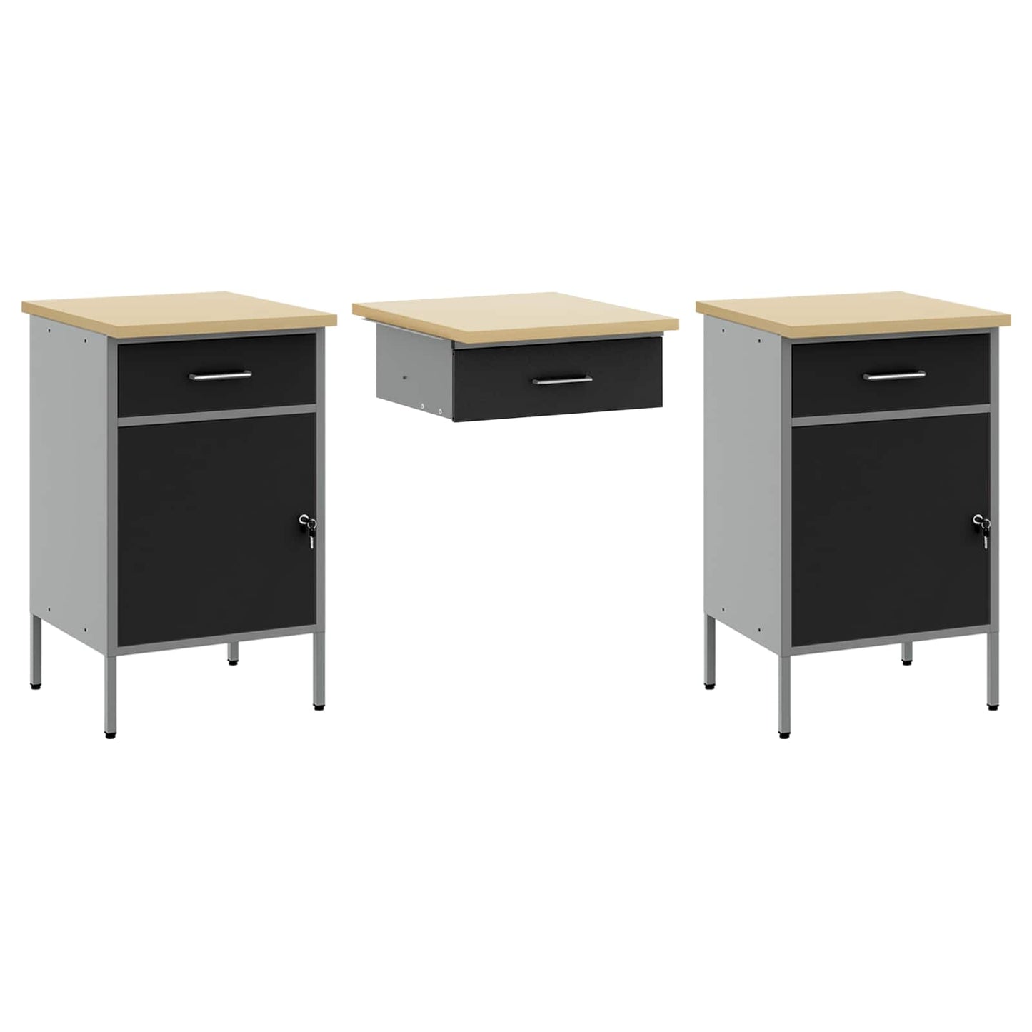 Werkbank 10 Stk. Schwarz und Grau Ingenieure Holz und Stahl