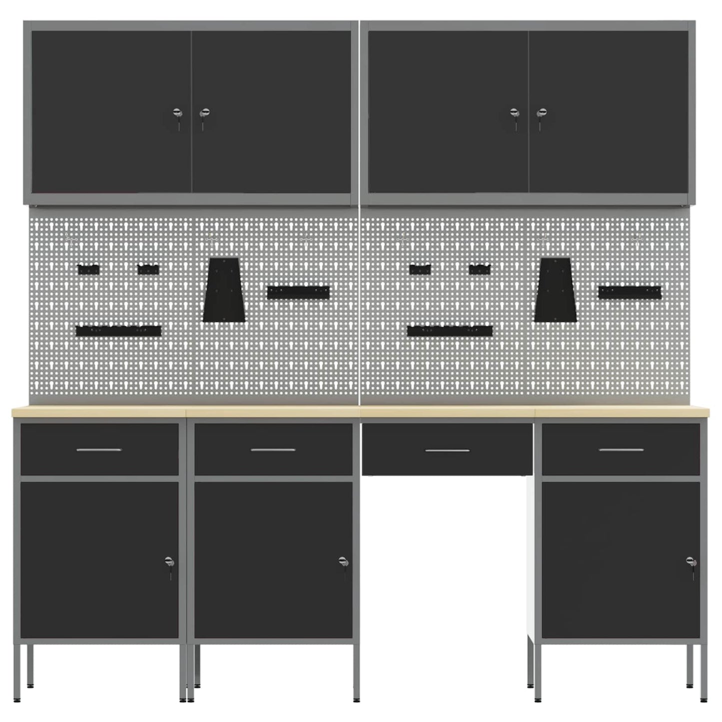 Werkbank 10 Stk. Schwarz und Grau Ingenieure Holz und Stahl