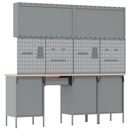 Werkbank 10 Stk. Rot und Grau Ingenieure Holz und Stahl
