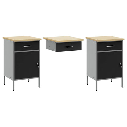 Werkbank 10 Stk. Schwarz und Grau Ingenieure Holz und Stahl