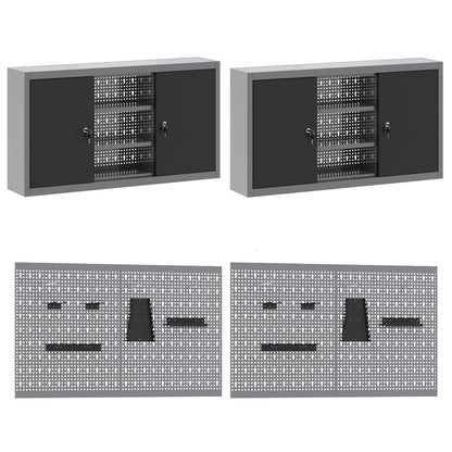 Werkbank 10 Stk. Schwarz und Grau Ingenieure Holz und Stahl