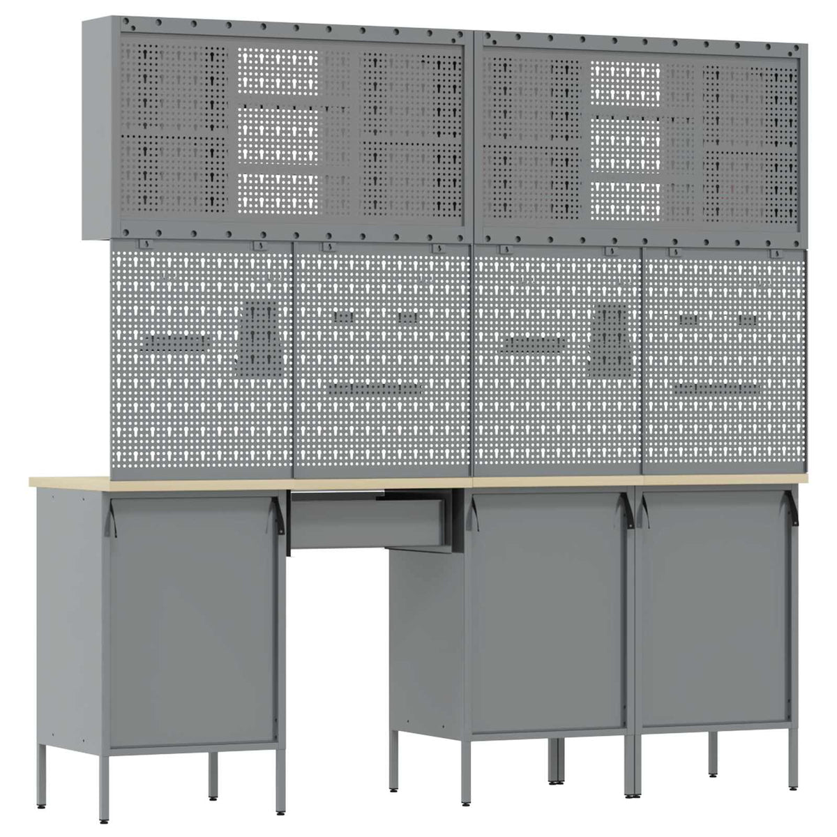 Werkbank 10 Stk. Schwarz und Grau Ingenieure Holz und Stahl