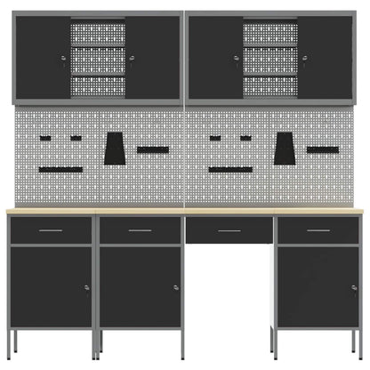 Werkbank 10 Stk. Schwarz und Grau Ingenieure Holz und Stahl