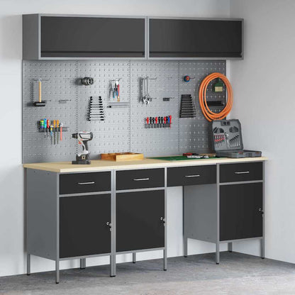 Arbeitsschrankset mit Schubladen mit Speicher 10 stk. Schwarz