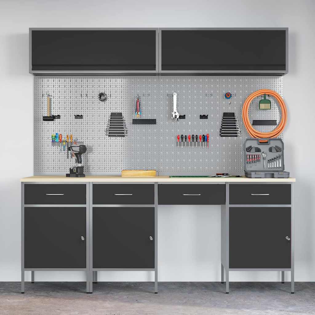 Arbeitsschrankset mit Schubladen mit Speicher 10 stk. Schwarz