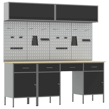 Arbeitsschrankset mit Schubladen mit Speicher 10 stk. Schwarz