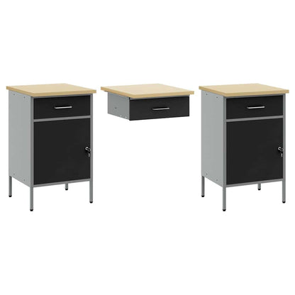 Arbeitsschrankset mit Schubladen mit Speicher 10 stk. Schwarz
