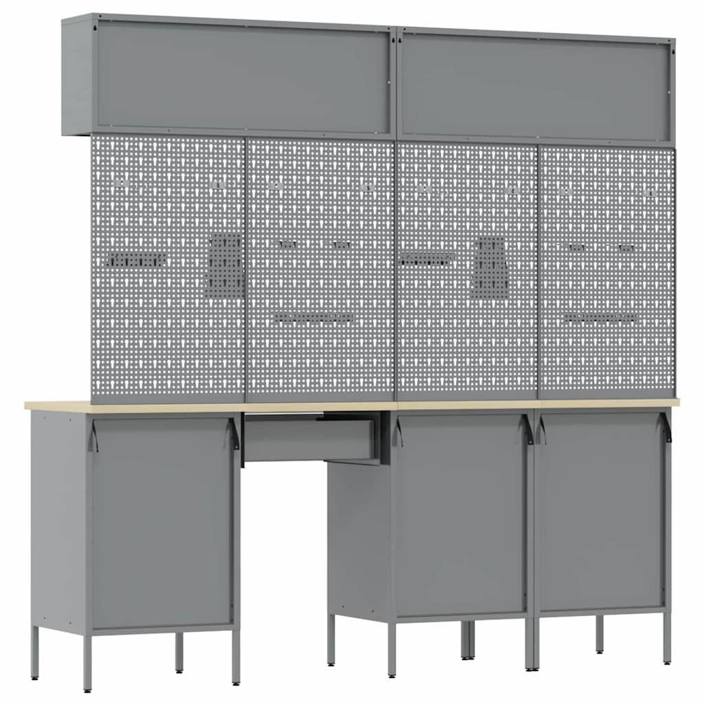 Arbeitsschrankset mit Schubladen mit Speicher 10 stk. Schwarz