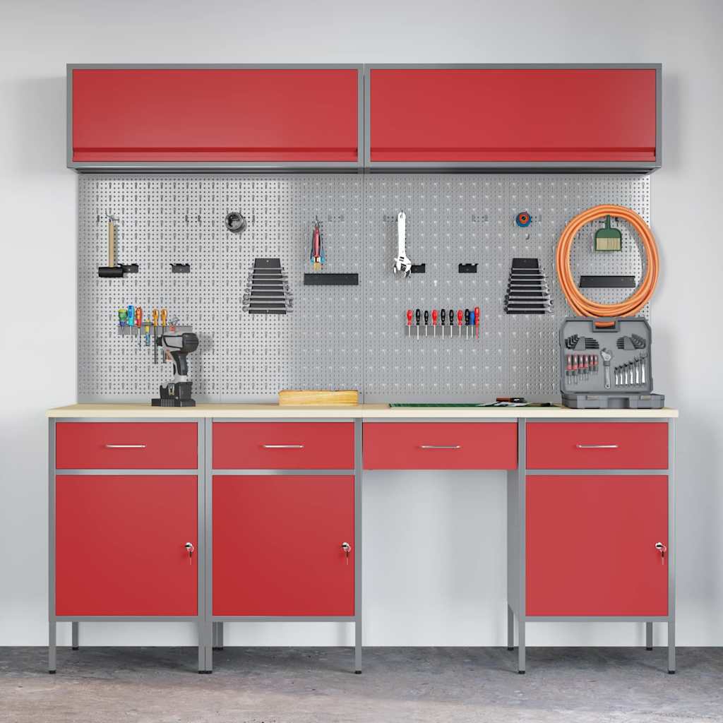 Arbeitsschrankset mit Schubladen mit Speicher 10 stk. Rot