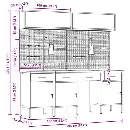 Arbeitsschrankset mit Schubladen mit Speicher 10 stk. Rot