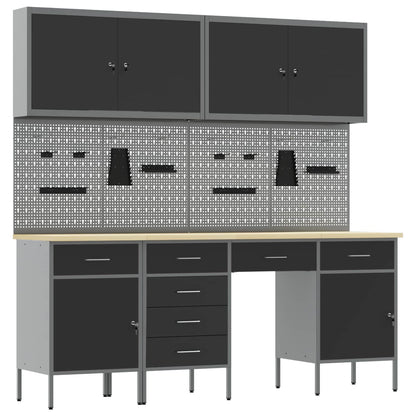 Werkbank 10 Stk. Schwarz und Grau Ingenieure Holz und Stahl