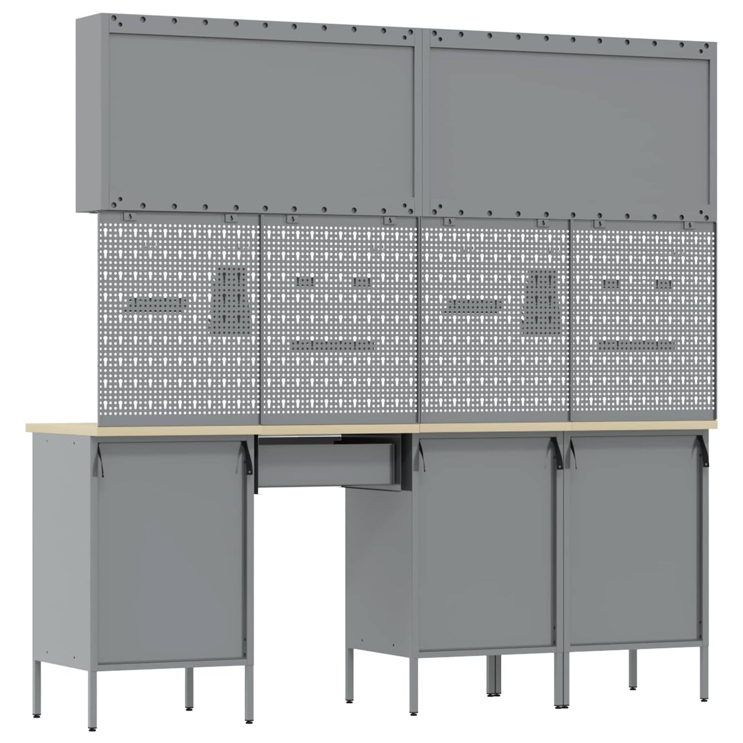 Werkbank 10 Stk. Schwarz und Grau Ingenieure Holz und Stahl
