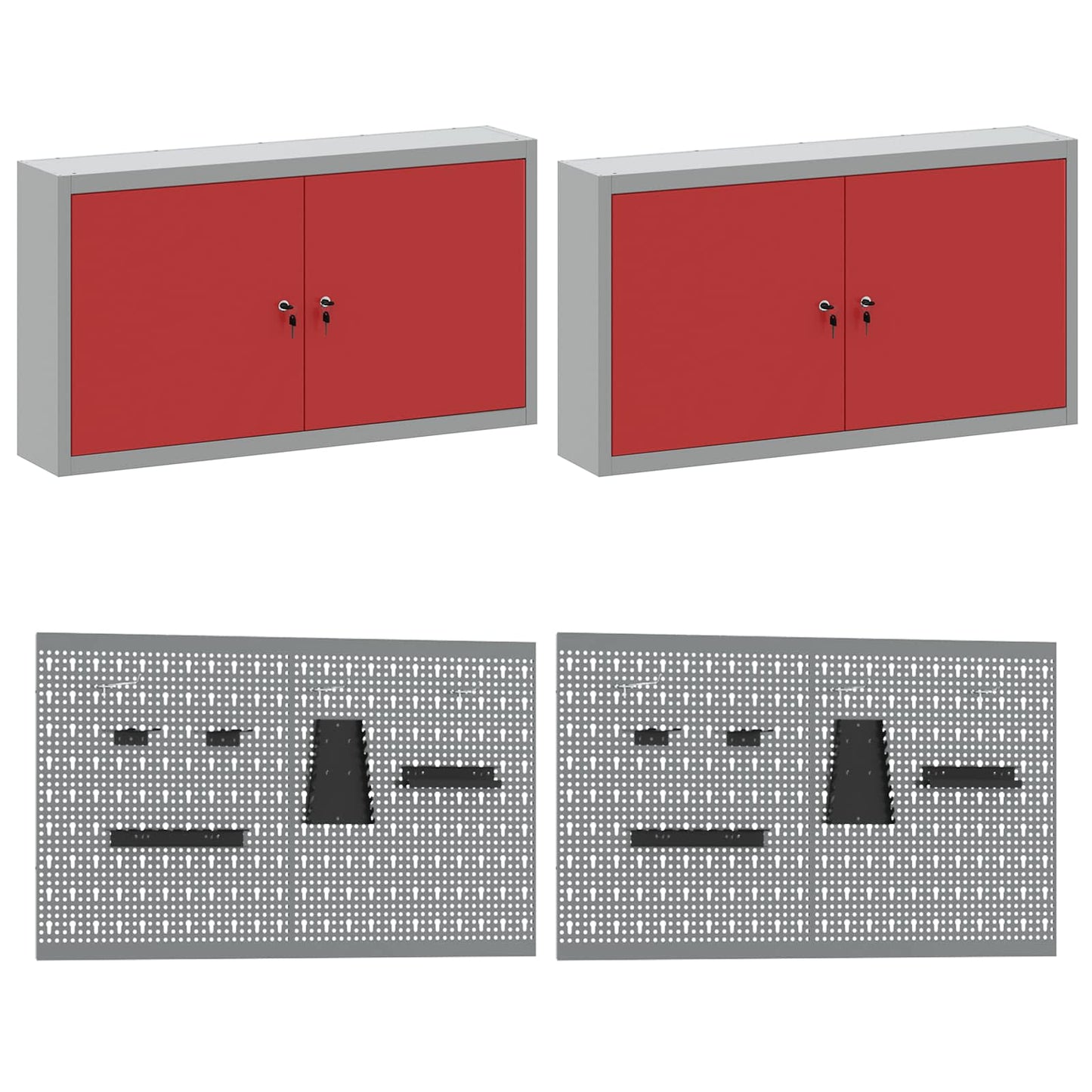 Werkbank 10 Stk. Rot und Grau Ingenieure Holz und Stahl